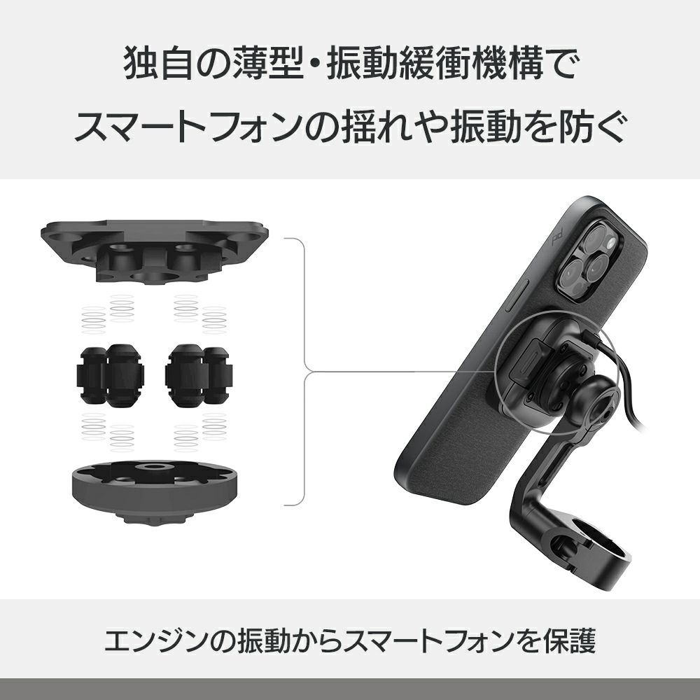 Peak Design｜ワイヤレス チャージング モーターサイクル バー マウント｜その他雑貨｜ブラック｜使用イメージ