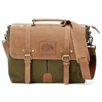 Goldtop｜キャンバスレザー メッセンジャーバッグ｜ショルダー｜オリーブグリーン×ライトタン