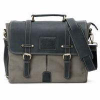 Goldtop｜キャンバスレザー メッセンジャーバッグ｜ショルダー｜グレー×ブラック