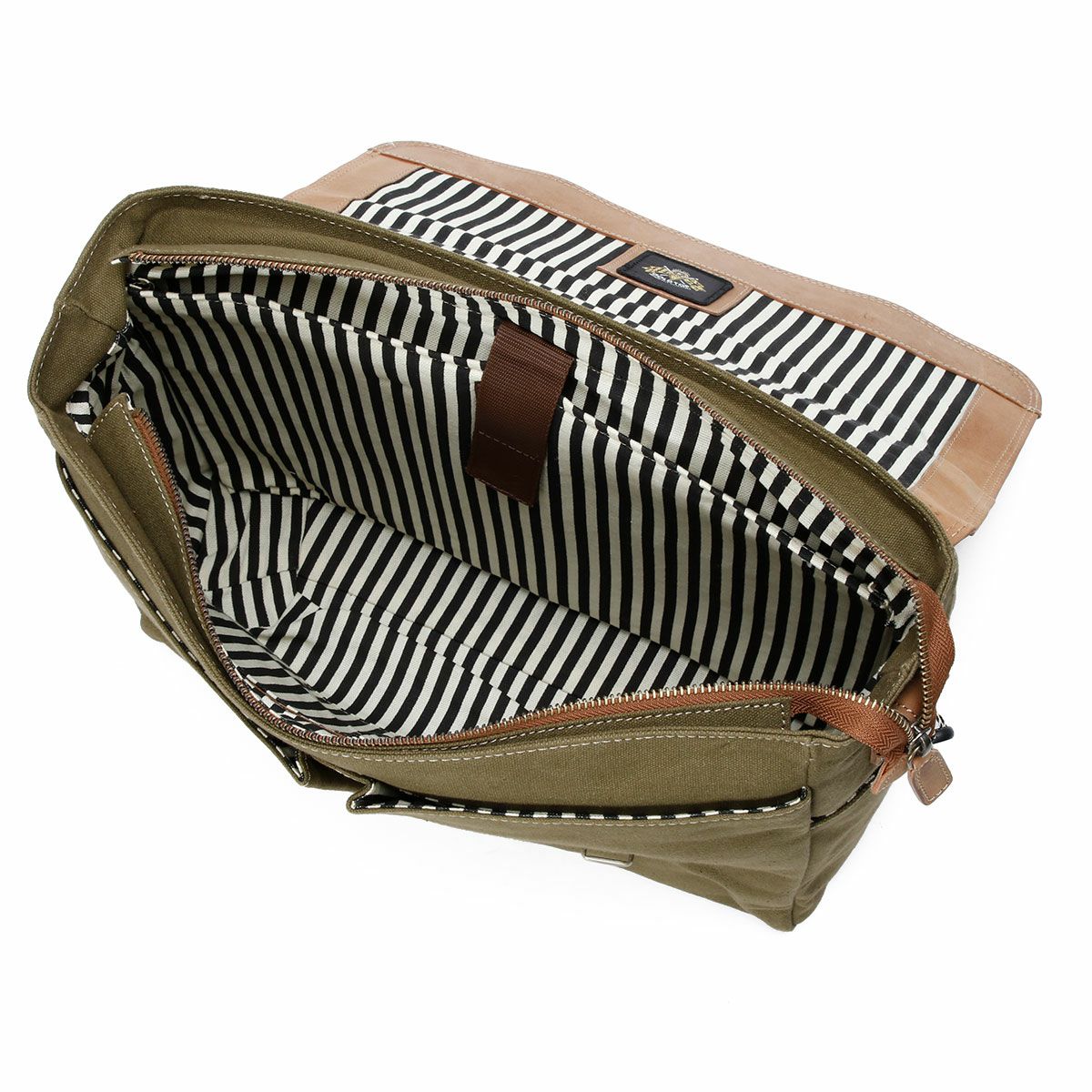 Goldtop｜キャンバスレザー メッセンジャーバッグ｜ショルダー｜オリーブグリーン×ライトタン