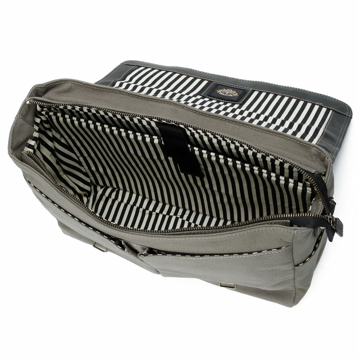 Goldtop｜キャンバスレザー メッセンジャーバッグ｜ショルダー｜グレー×ブラック