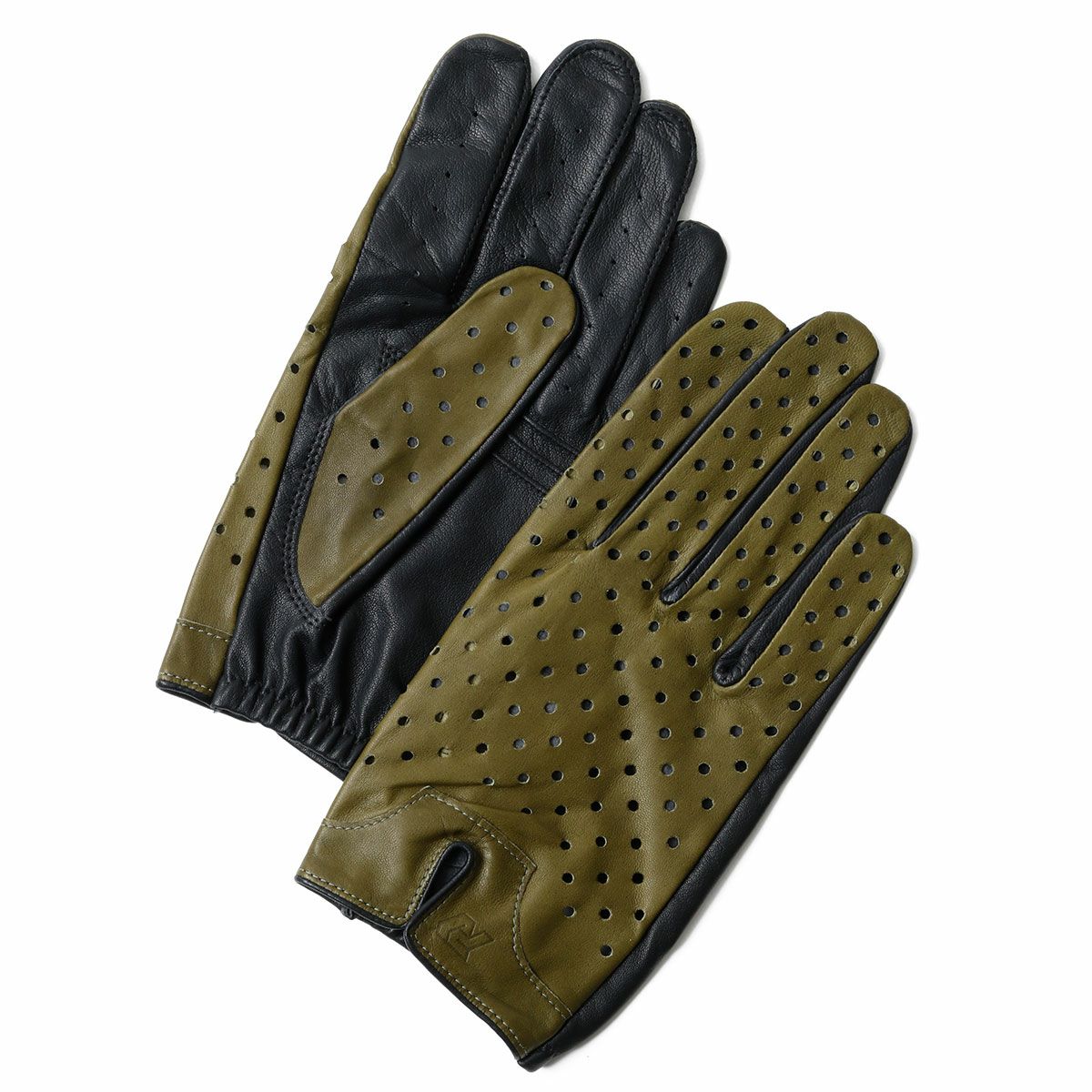 AUTODROMO｜パーフォレーテッド レザー ドライビング グローブ｜ロング｜オリーブ×ブラック
