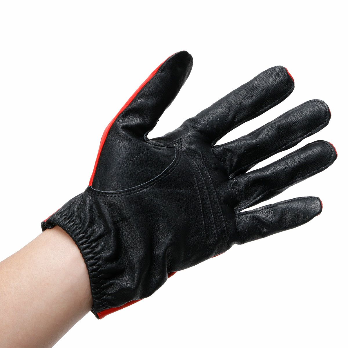 AUTODROMO｜パーフォレーテッド レザー ドライビング グローブ｜ロング｜レッド×ブラック｜モデル着用