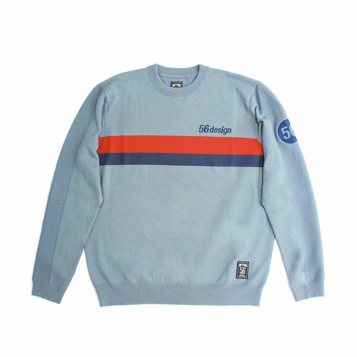 56design｜レトロボーダーセーター｜スウェット｜アッシュブルー