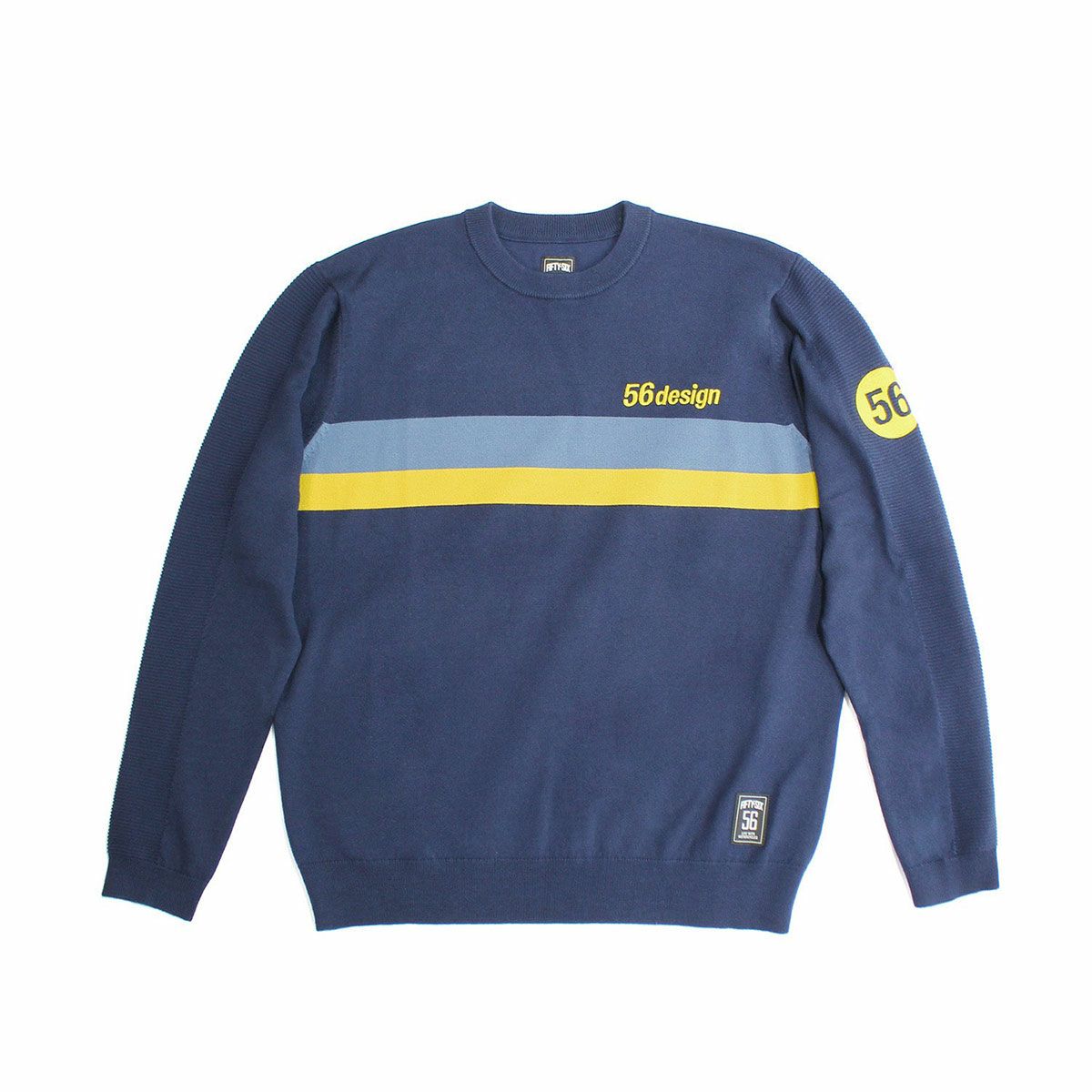 56design｜レトロボーダーセーター｜スウェット｜ネイビー×ブルー×イエロー