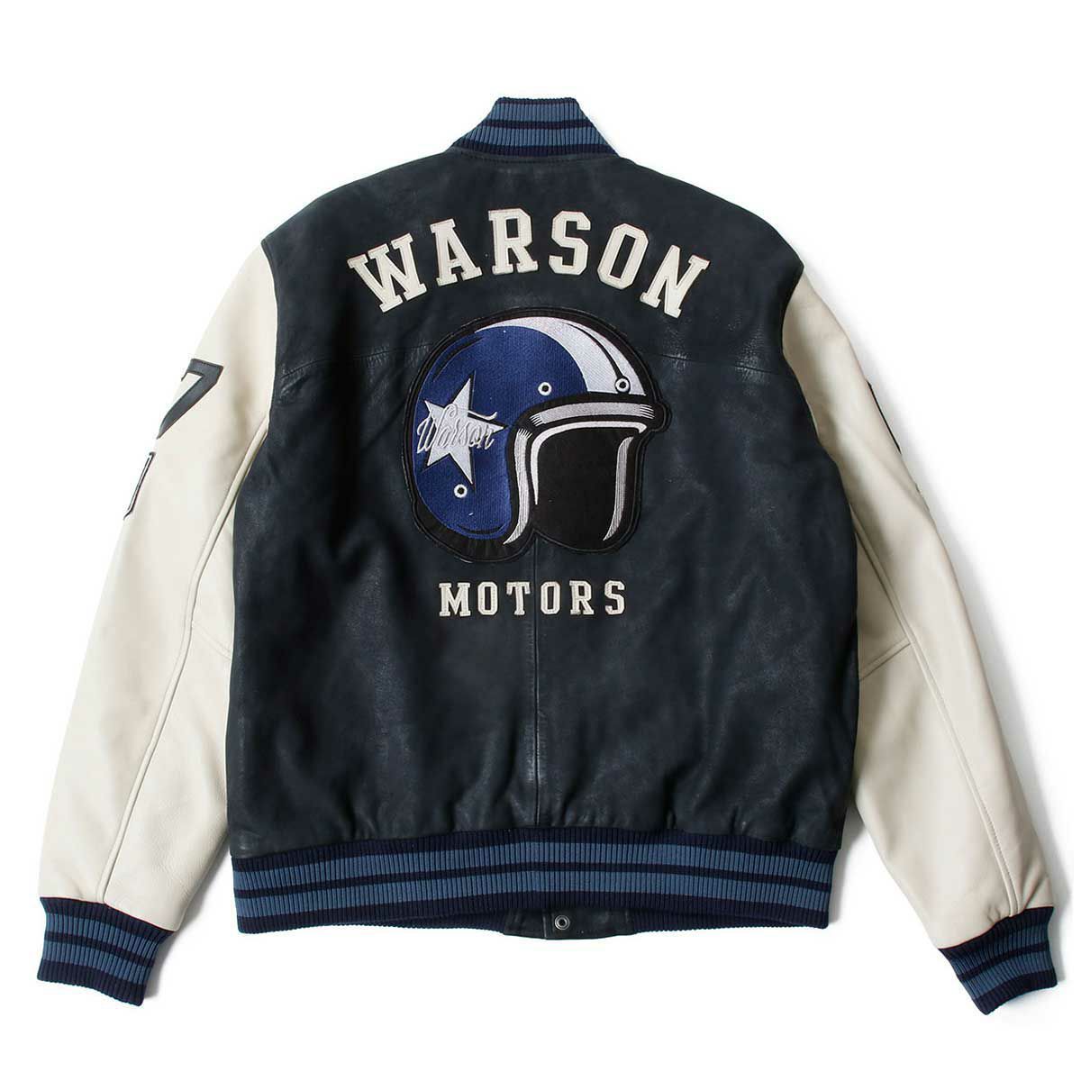 Warson Motors｜バーシティ レザージャケット｜アウター｜ブラック×オフホワイト