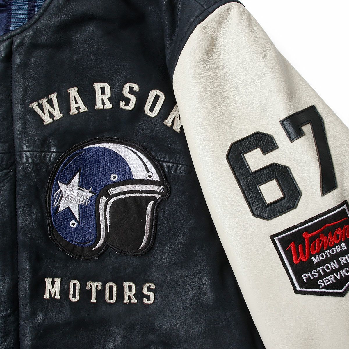 Warson Motors｜バーシティ レザージャケット｜アウター｜ブラック×オフホワイト