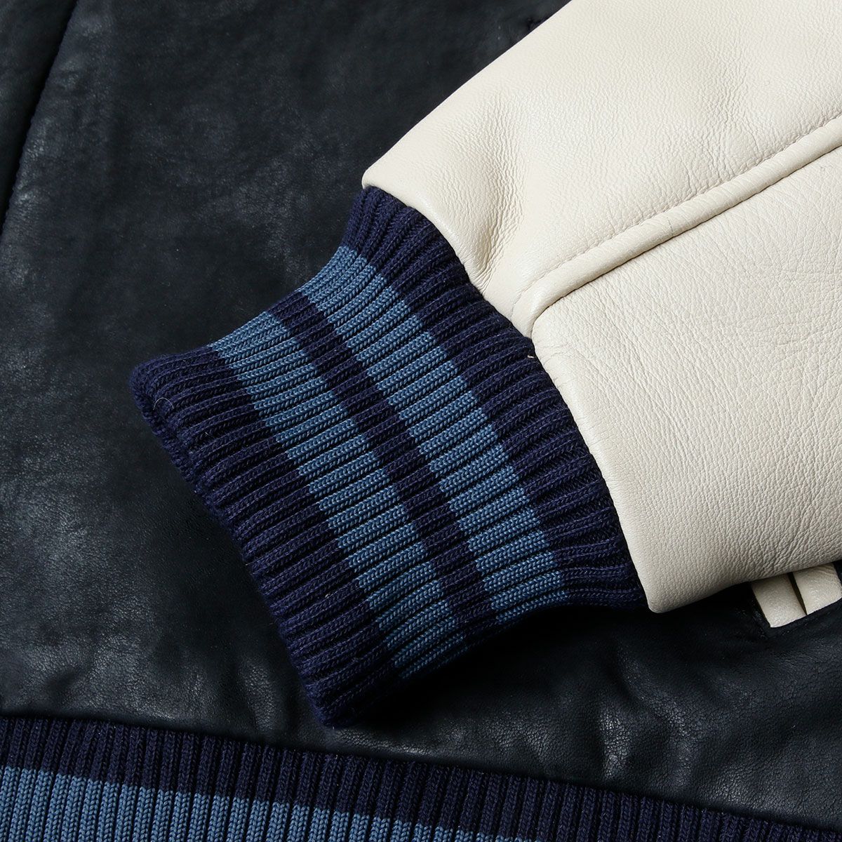 Warson Motors｜バーシティ レザージャケット｜アウター｜ブラック×オフホワイト