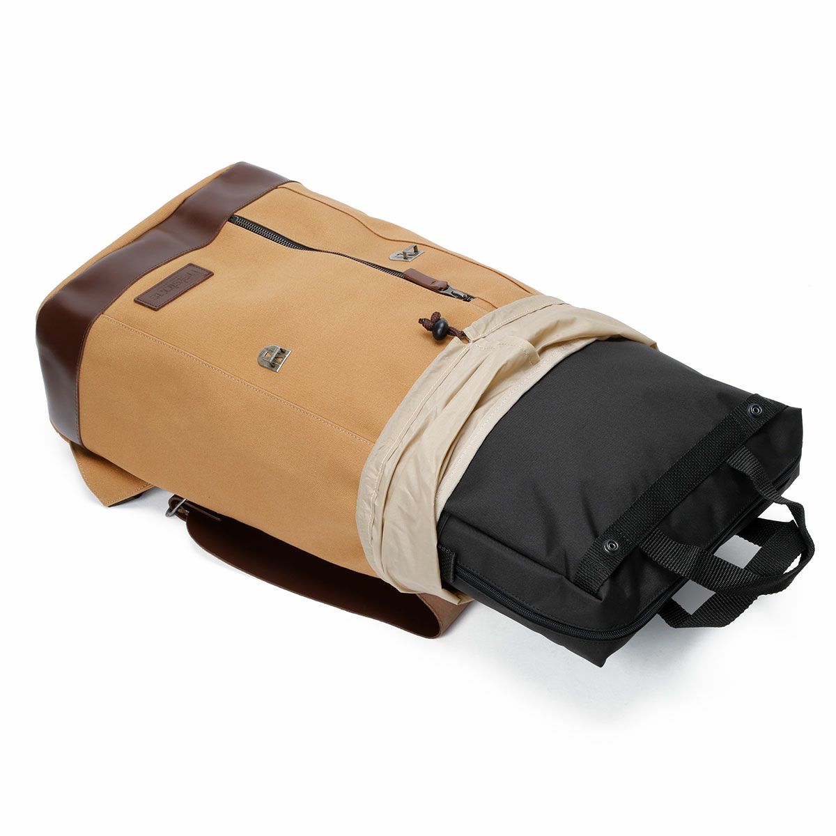 helstons｜バックパック｜ベージュ×ブラウン