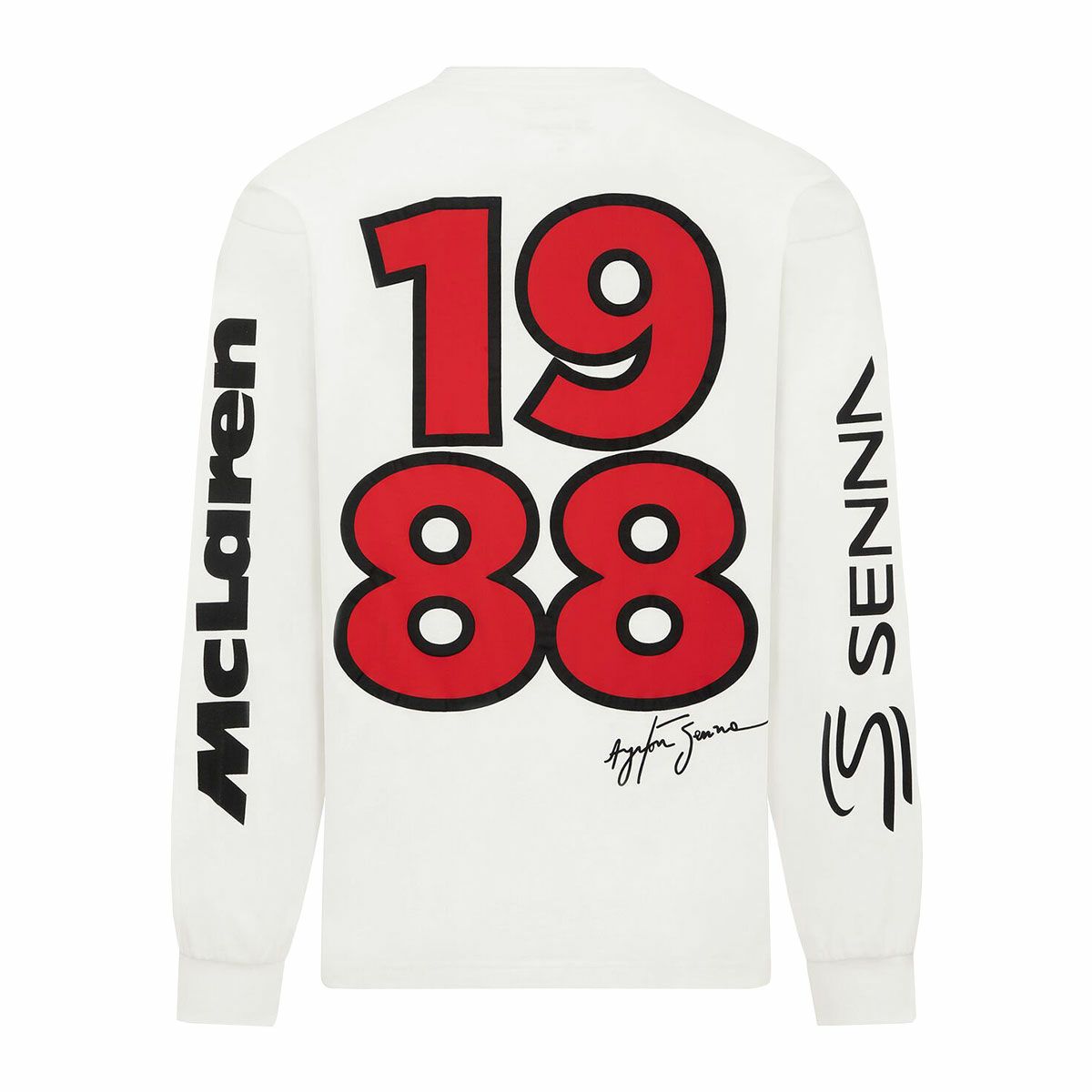 AyrtonSenna｜アイルトン・セナ x マクラーレン F1 チーム ブラジルGP 長袖 Tシャツ｜ロングスリーブ｜ホワイト