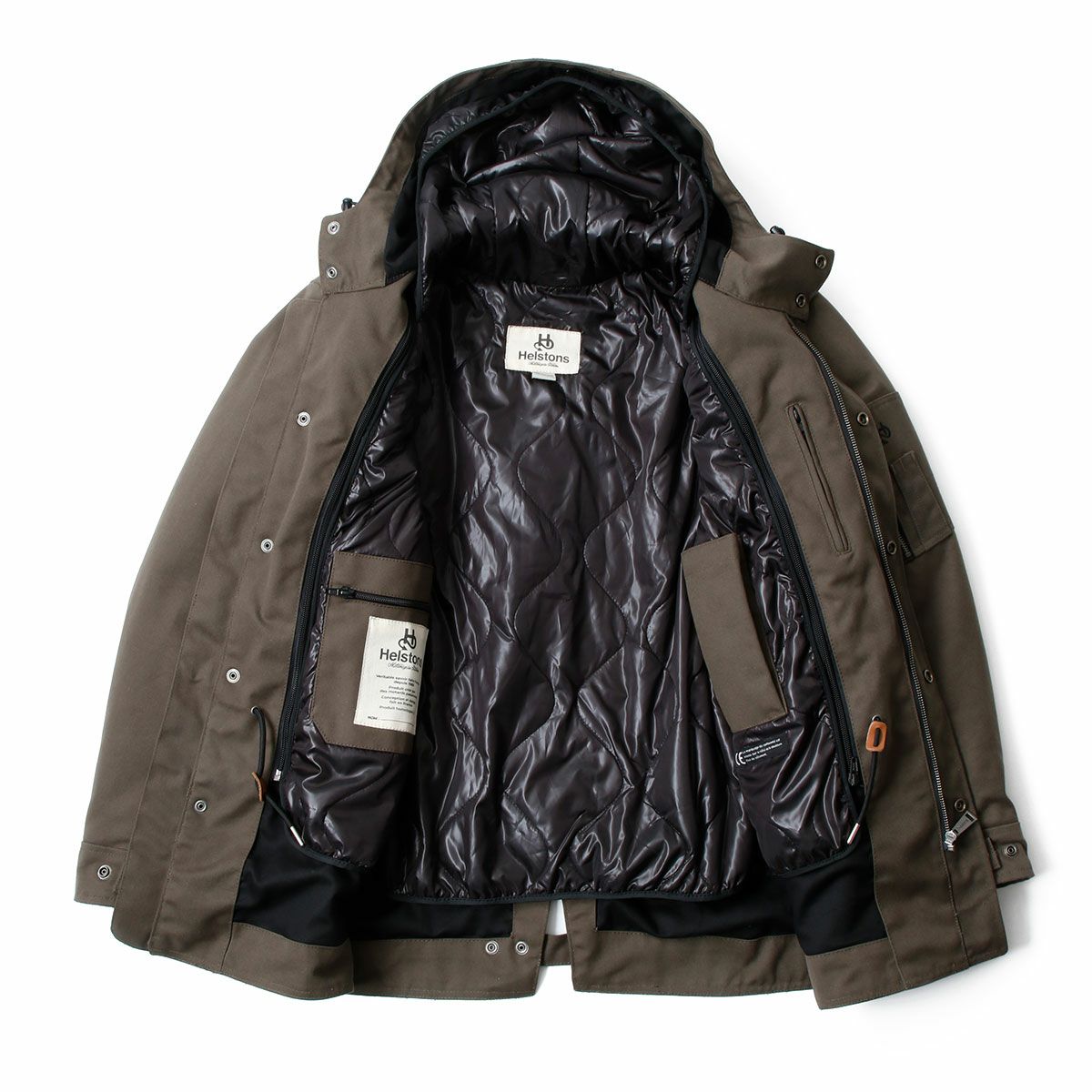 helstons｜モッズ パーカー｜ファブリック｜カーキ