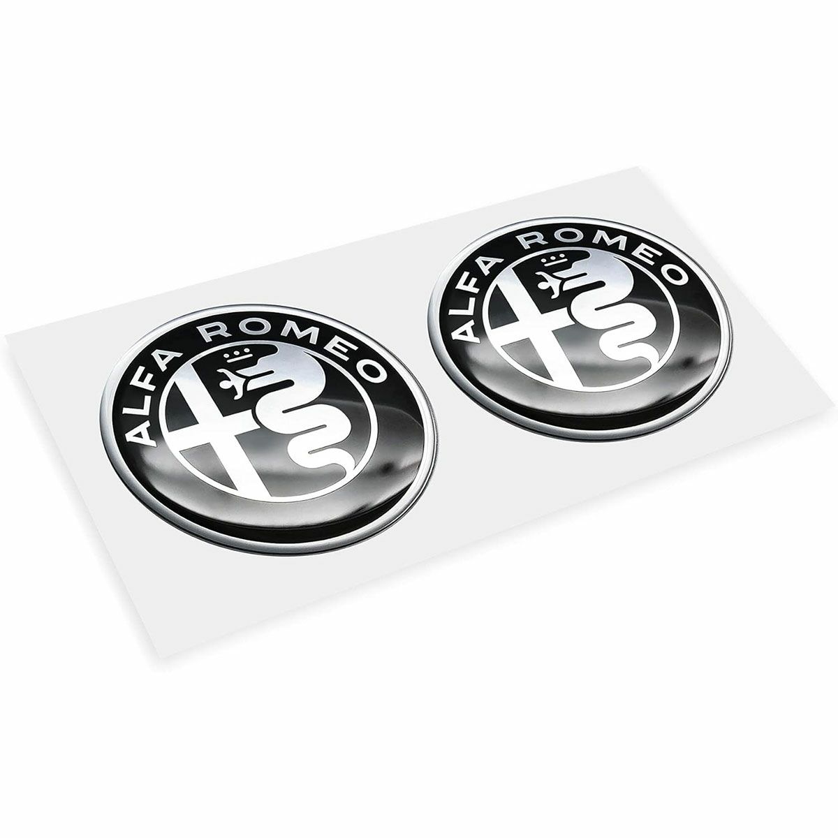 Alfaromeo｜アルファロメオ 3D ロゴ 12mm ラウンド ステッカー (2個セット)｜ブラック