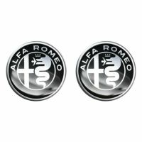 Alfaromeo｜アルファロメオ 3D ロゴ 21mm ラウンド ステッカー (2個セット)｜ブラック