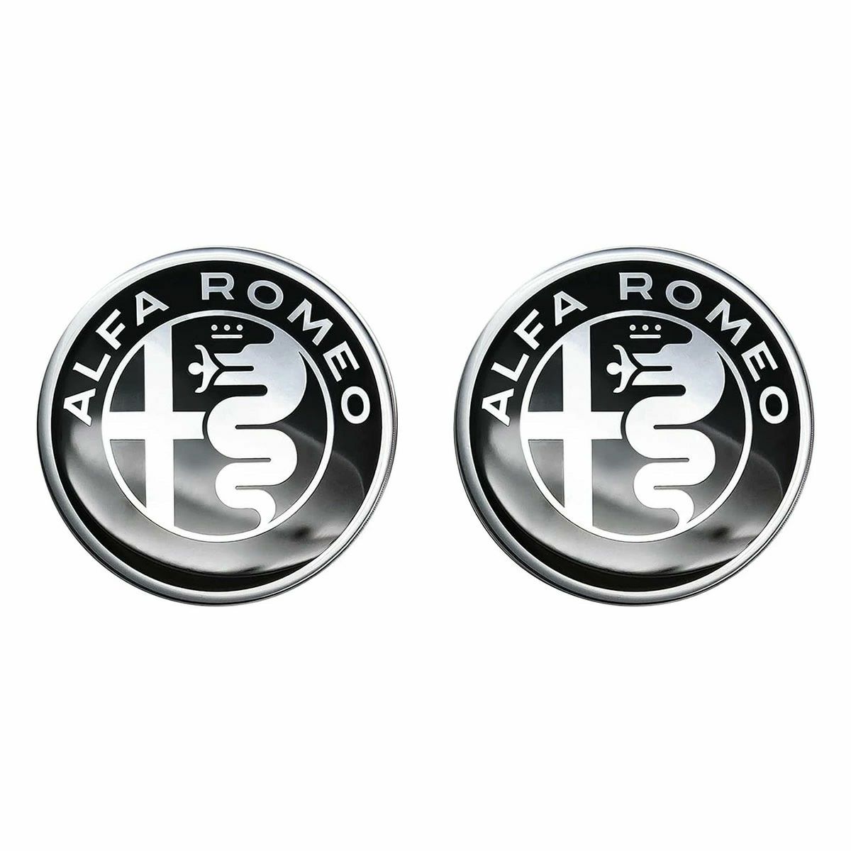 Alfaromeo｜アルファロメオ 3D ロゴ 21mm ラウンド ステッカー (2個セット)｜ブラック