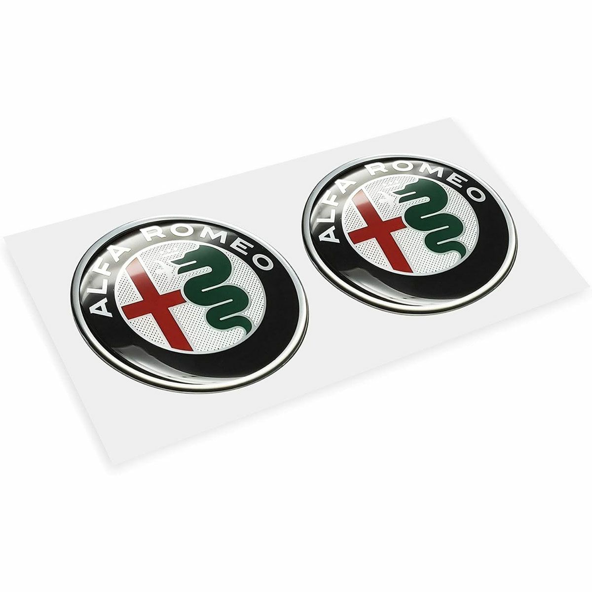 Alfaromeo｜アルファロメオ 3D ロゴ 21mm ラウンド ステッカー (2個セット)｜マルチカラー