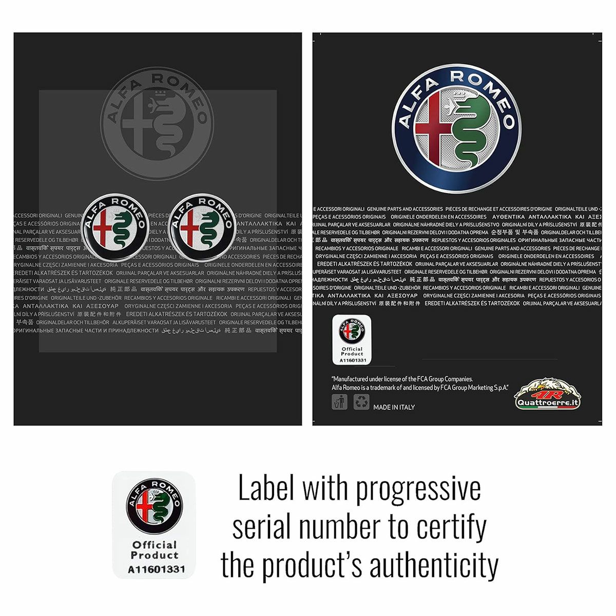 Alfaromeo｜アルファロメオ 3D ロゴ 21mm ラウンド ステッカー (2個セット)｜マルチカラー