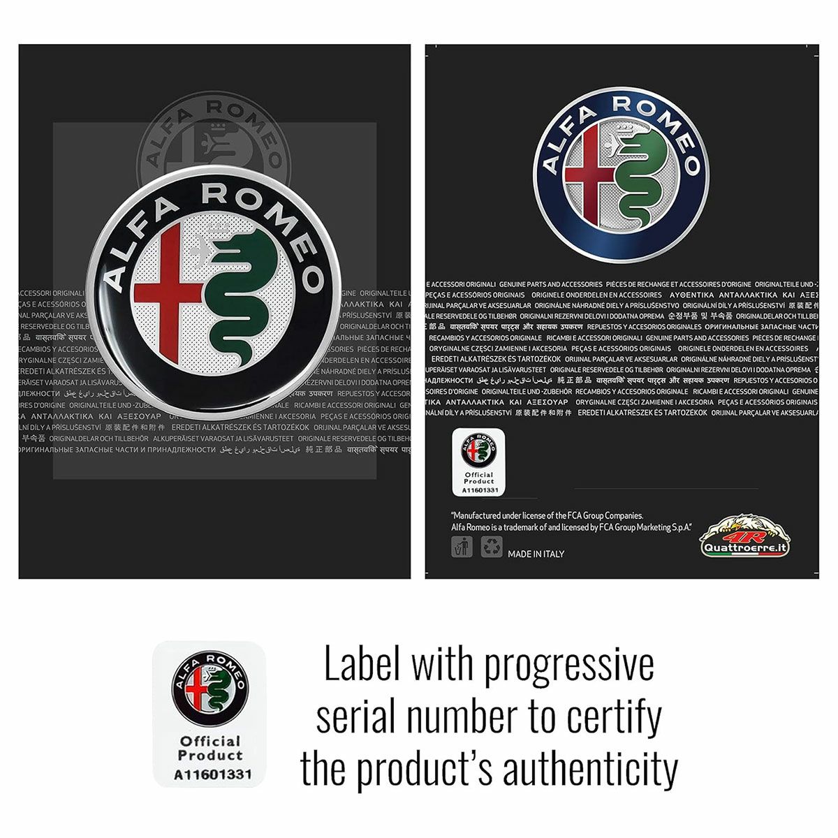 Alfaromeo｜アルファロメオ 3D ロゴ 40mm ラウンド ステッカー｜マルチカラー