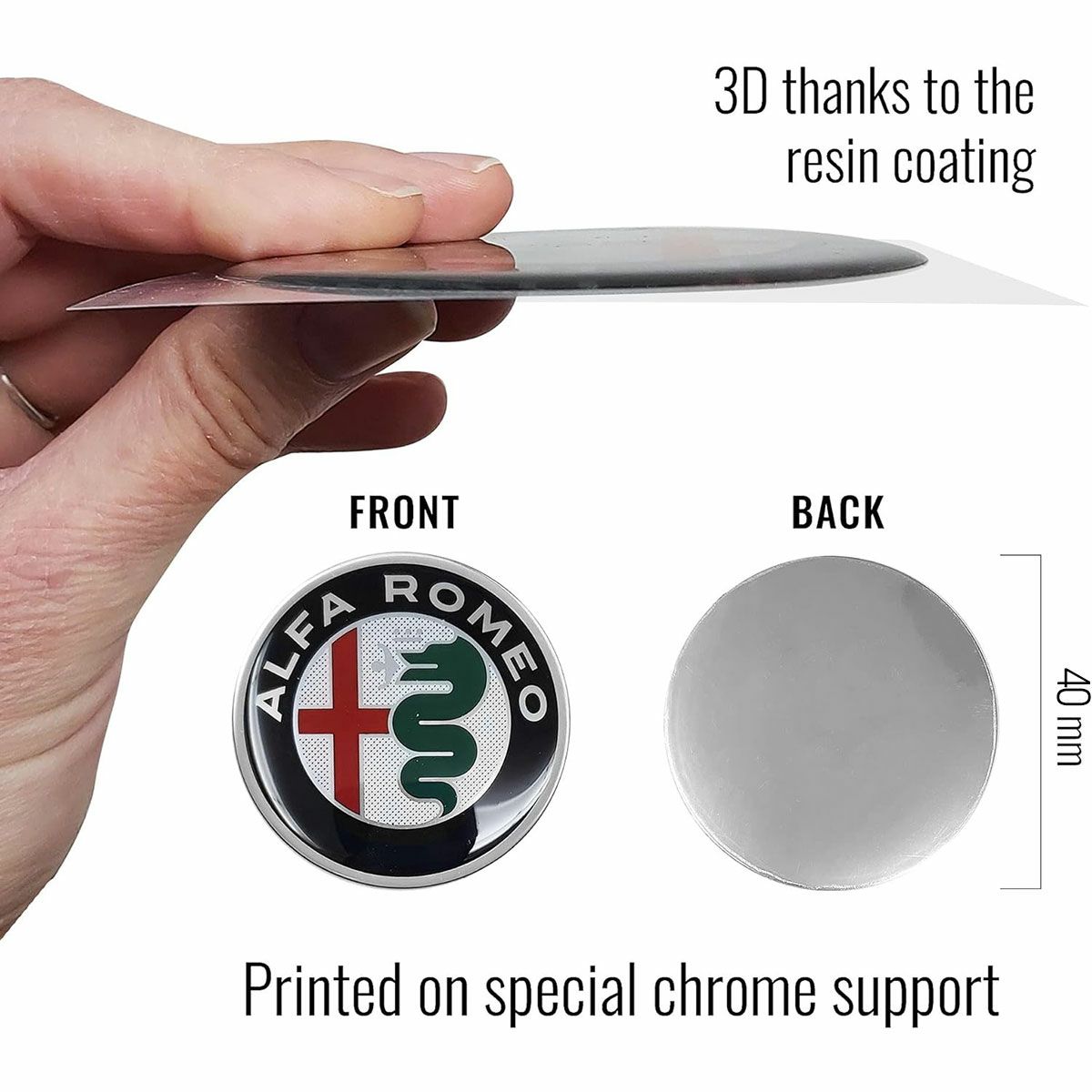 Alfaromeo｜アルファロメオ 3D ロゴ 40mm ラウンド ステッカー｜マルチカラー
