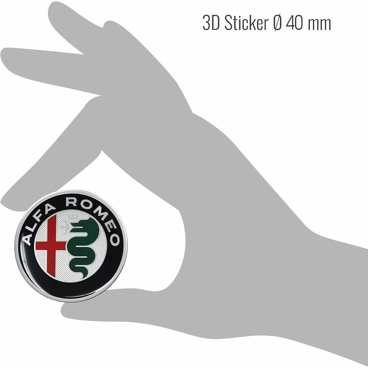 Alfaromeo｜アルファロメオ 3D ロゴ 40mm ラウンド ステッカー｜マルチカラー