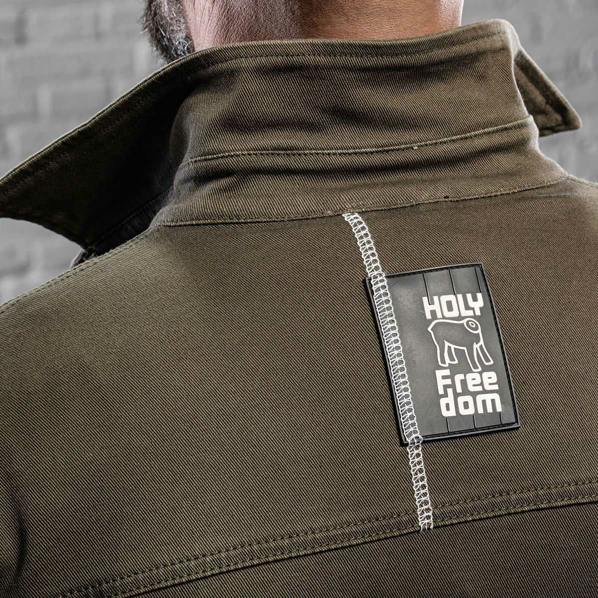 HolyFreedom｜リューテナント ジャケット｜ファブリック｜オリーブ｜モデル着用