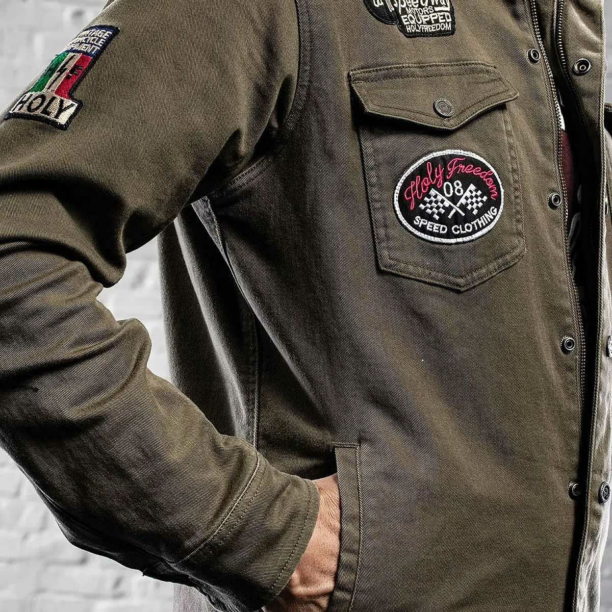 HolyFreedom｜リューテナント ジャケット｜ファブリック｜オリーブ｜モデル着用
