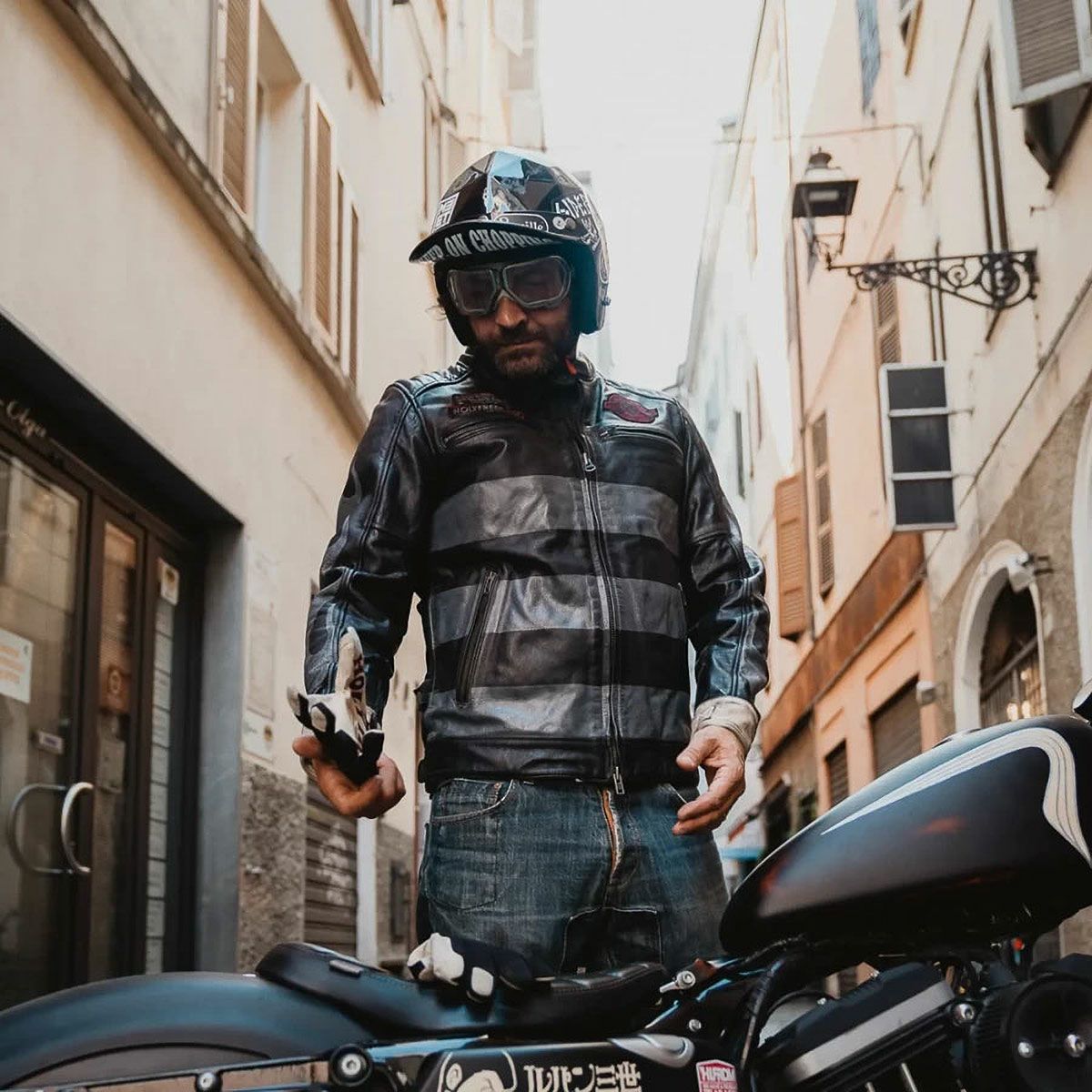 HolyFreedom｜ゼロ インフェルノ ジャケット｜レザー｜ブラック｜モデル着用