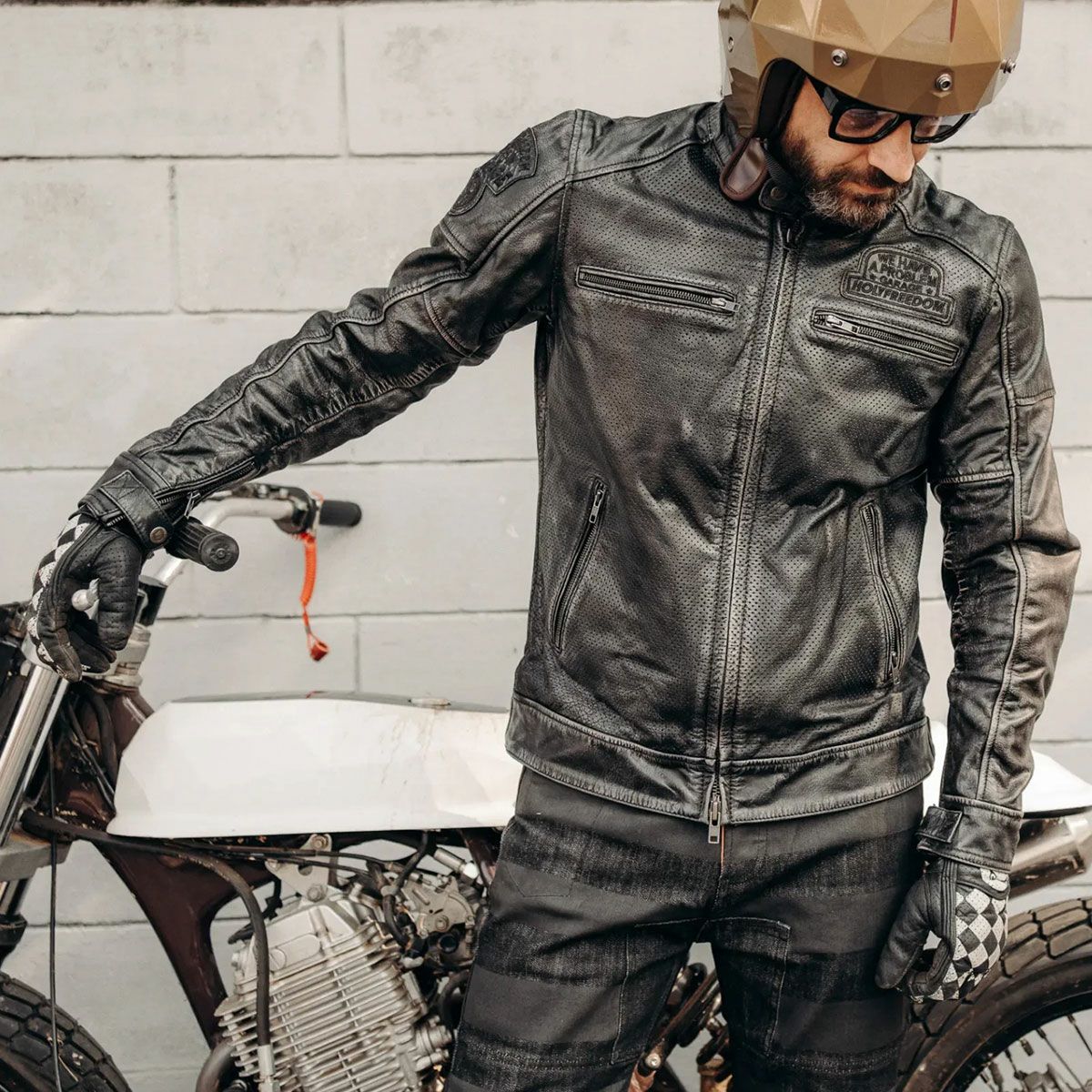 HolyFreedom｜ゼロ サマー ジャケット｜レザー｜ブラック｜モデル着用