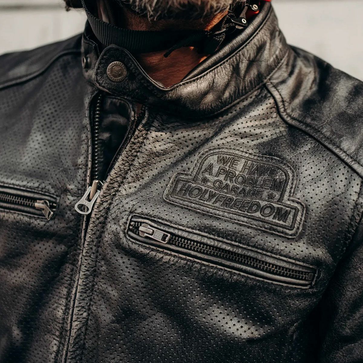 HolyFreedom｜ゼロ サマー ジャケット｜レザー｜ブラック｜モデル着用