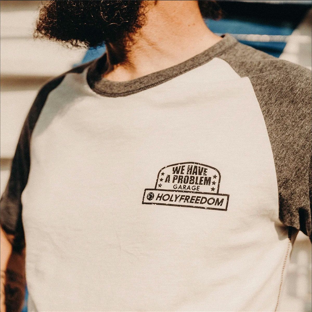 HolyFreedom｜フェリックス Tシャツ｜ホワイト×グレー