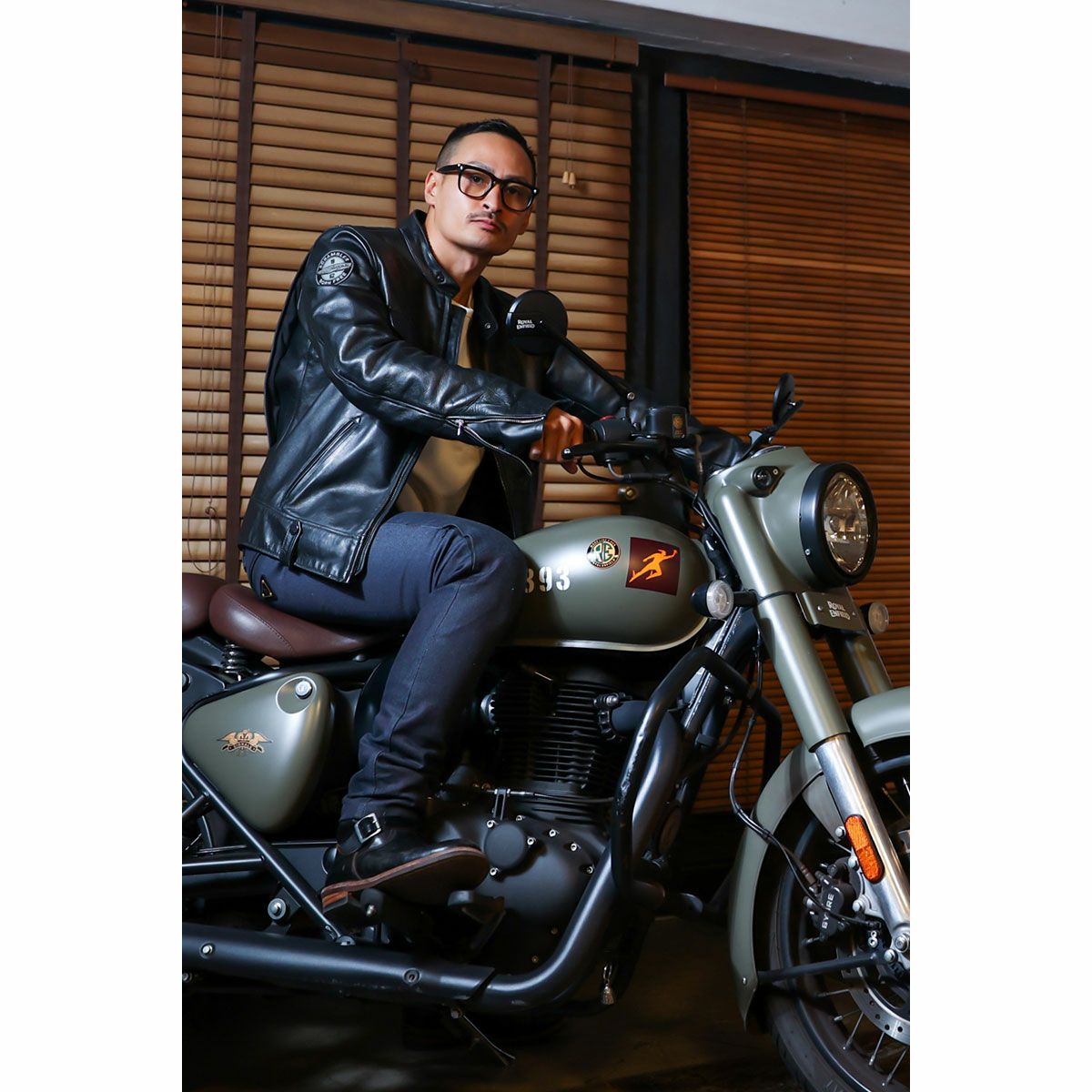 Dark｜CORDURA バイカー裏起毛デニムパンツ｜デニム｜ブラック｜モデル着用