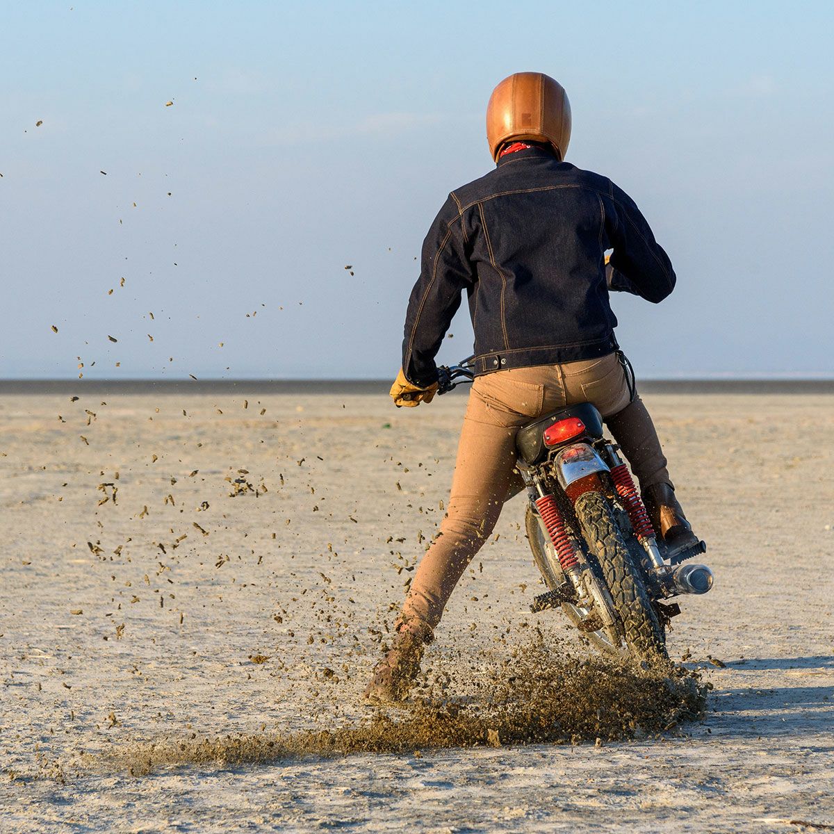 Trip Machine｜”ゼロ” デニム ライディングジャケット｜ファブリック｜インディゴ｜モデル着用