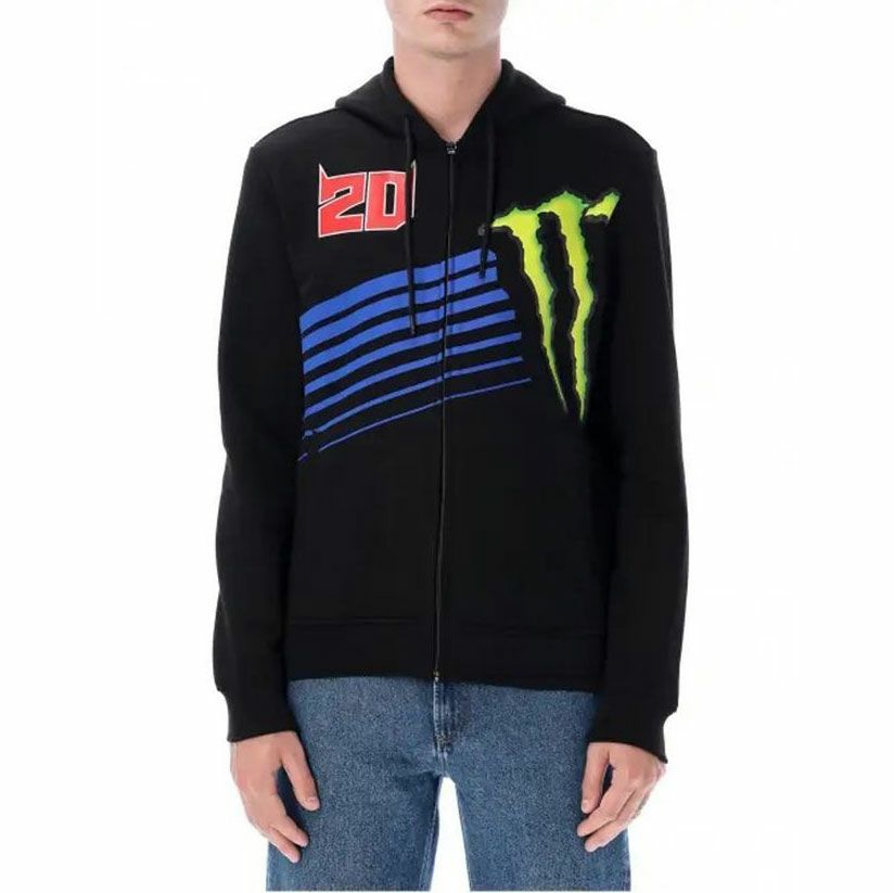 Moto GP Collection｜クアルタラロ メンズ デュアル モンスター ジップアップ フーディ｜ニット｜ブラック｜モデル着用