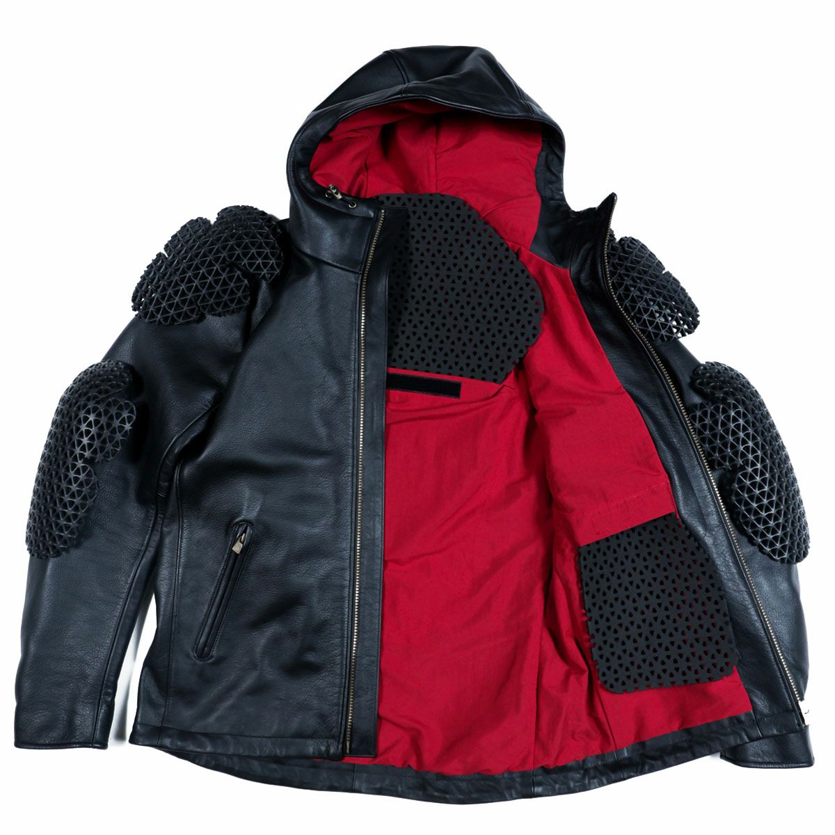 Dark｜防水レザーフードジャケット｜レザー｜ブラック