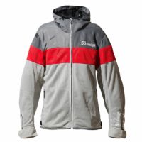 56design｜ボーダー メッシュ パーカー｜ファブリック｜グレー×レッド