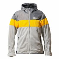 56design｜ボーダー メッシュ パーカー｜ファブリック｜グレー×イエロー