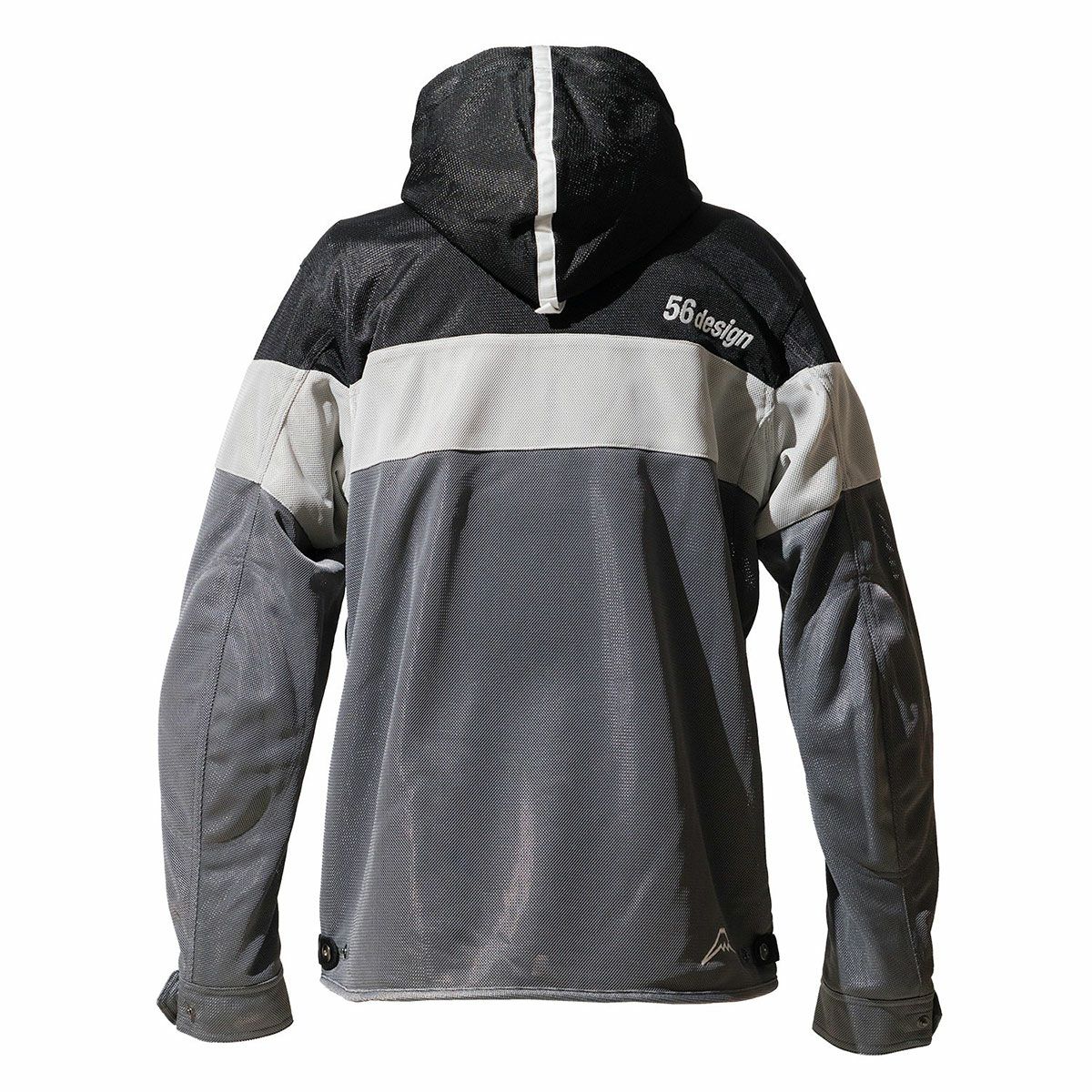 56design｜ボーダー メッシュ パーカー｜ファブリック｜ブラック×グレー