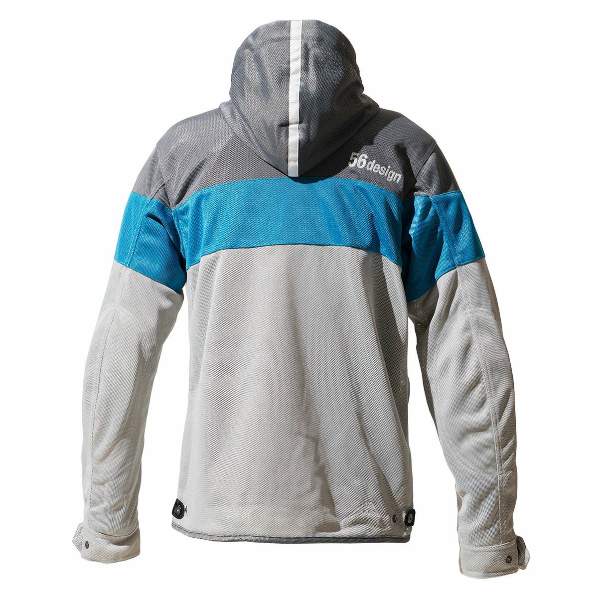 56design｜ボーダー メッシュ パーカー｜ファブリック｜グレー×ターコイズ
