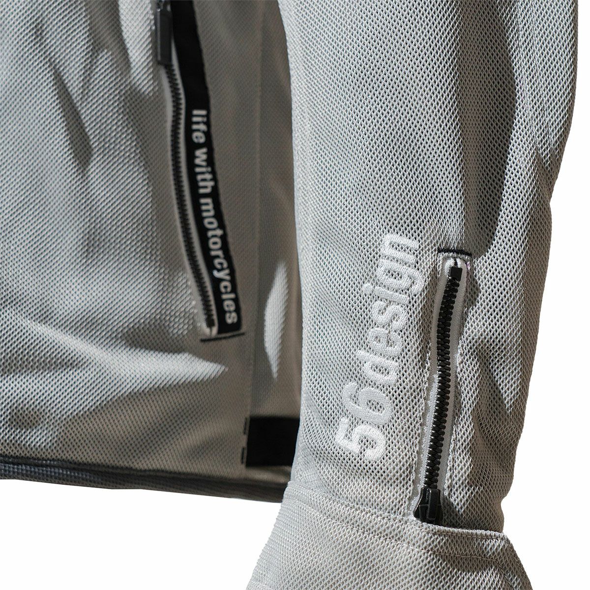 56design｜ボーダー メッシュ パーカー｜ファブリック｜グレー×レッド