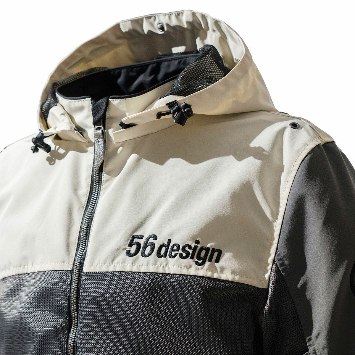 56design｜ハーフ メッシュ パーカー エヴォ 2｜ファブリック｜ダークグレー×アイボリー