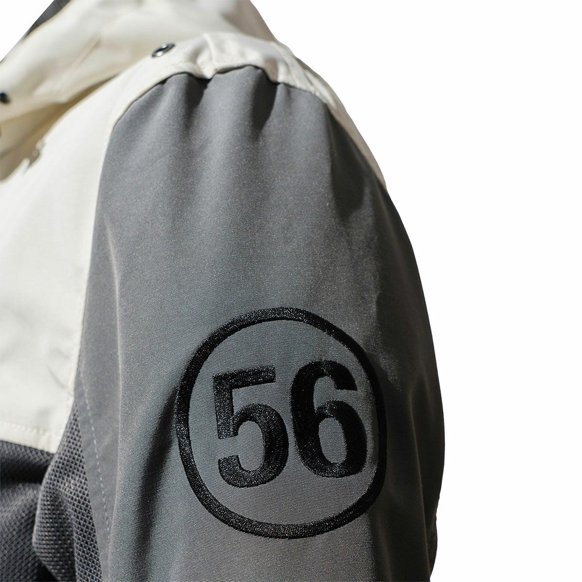 56design｜ハーフ メッシュ パーカー エヴォ 2｜ファブリック｜ダークグレー×アイボリー