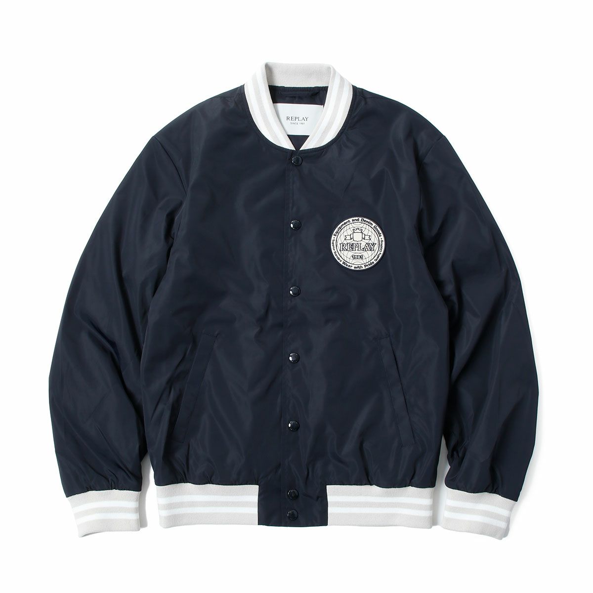Replay｜バーシティ ボンバー ジャケット｜ファブリック｜ダークネイビー