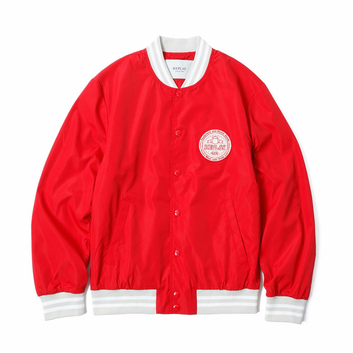 Replay｜バーシティ ボンバー ジャケット｜ファブリック｜インペリアルレッド