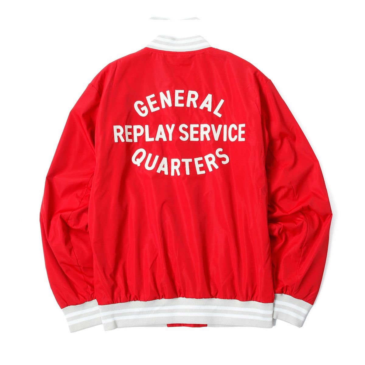 Replay｜バーシティ ボンバー ジャケット｜ファブリック｜インペリアルレッド