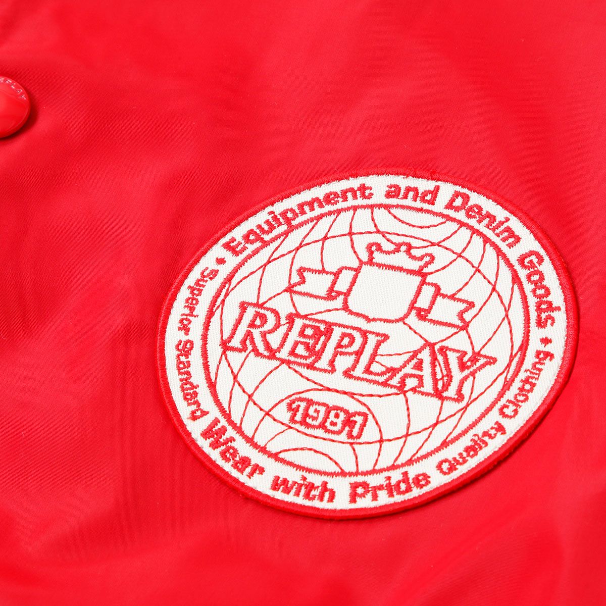 Replay｜バーシティ ボンバー ジャケット｜ファブリック｜インペリアルレッド