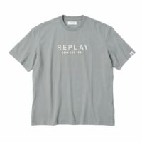 Replay｜リラックスフィット レタリング Tシャツ｜グレーミリタリー