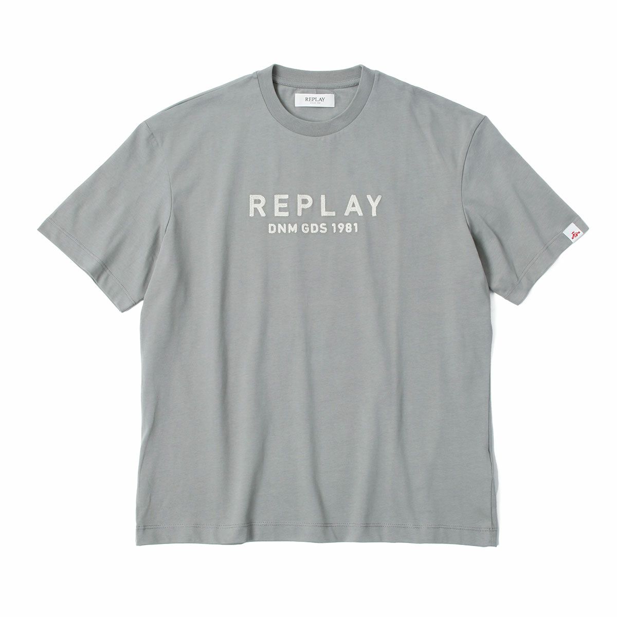 Replay｜リラックスフィット レタリング Tシャツ｜グレーミリタリー