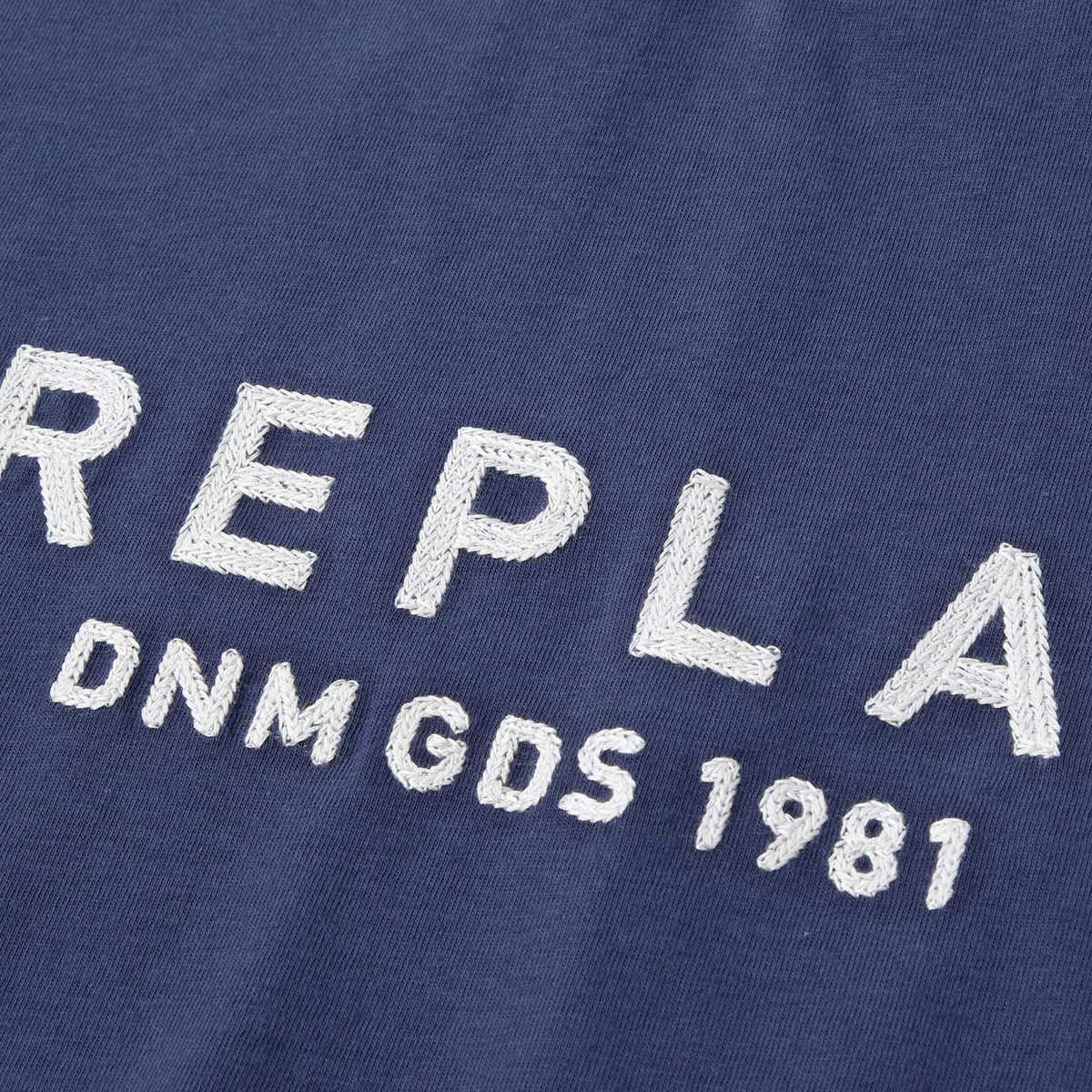Replay｜リラックスフィット レタリング Tシャツ｜ミディアムブルー