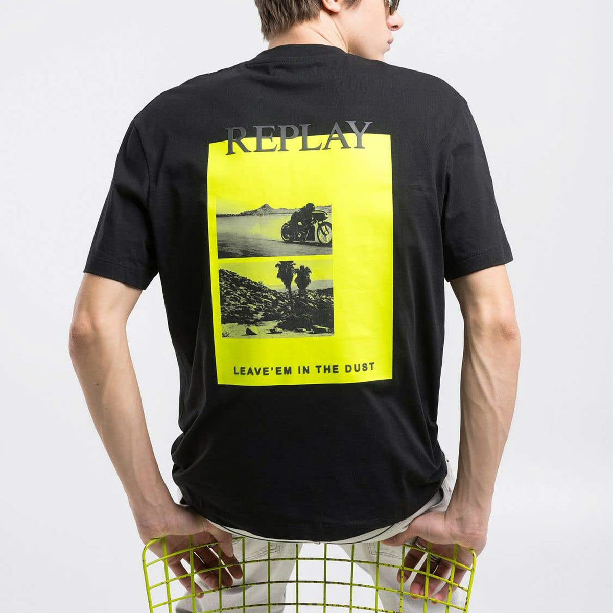 Replay｜フォトプリント Tシャツ｜ブラック｜モデル着用