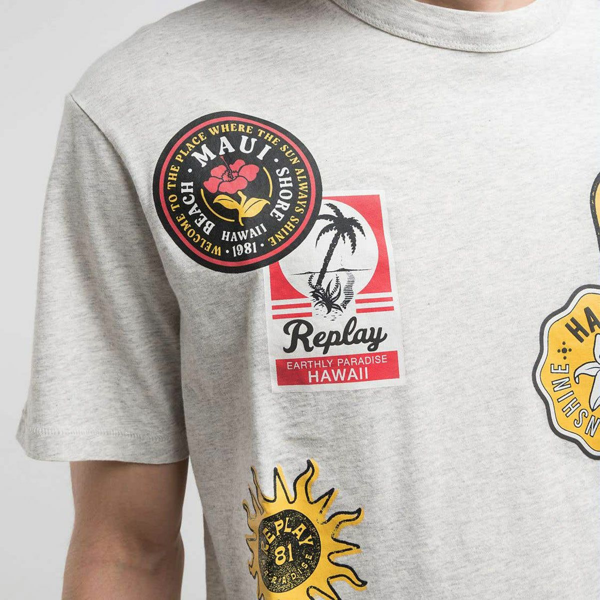 Replay｜エフェクト パッチ Tシャツ｜ライトグレーメランジ