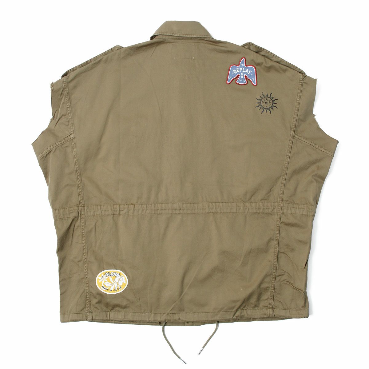 Replay｜ドローストリング ツイル シャツ｜ウィードグリーン